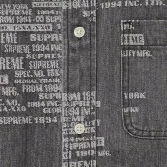 Supreme Trademark Jacquard Denim Shirt Washed Black Size Medium SS23 (Fast Ship) - Picture 2 of 7